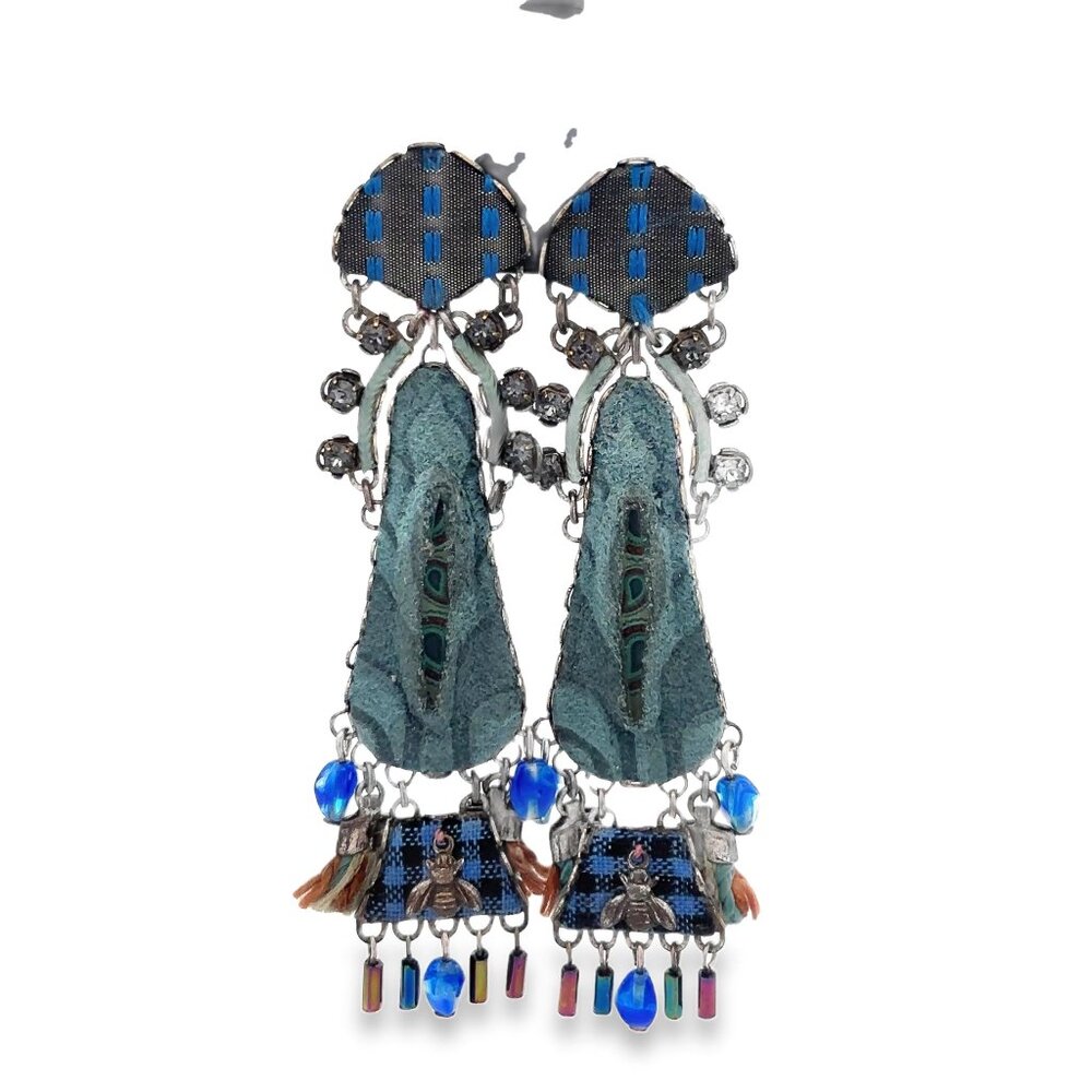 Ayala Bar Triangle Blue Earrings